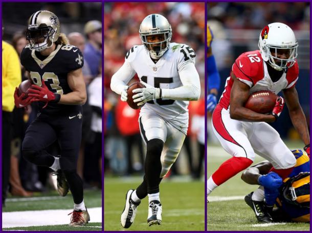 Willie Snead |Chris Graythen/Getty Images North America| Michael Crabtree |Jason Hanna/Getty Images North America| John Brown |Dilip Vishwanat/Getty Images North America|