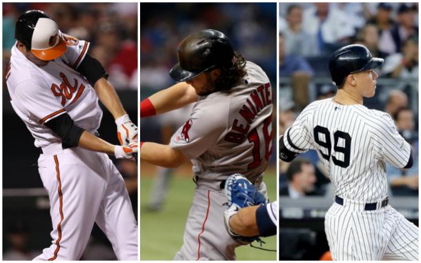 Left to right: Trey Mancini, Andrew Benintendi, and Aaron Judge. |Getty Images|
