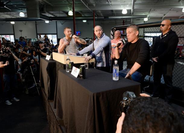 Featherweight champion McGregor and lightweight contender Diaz | Photo: INPHO/Raymond Spencer