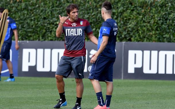 Conte ed El Shaarawy a Coverciano, sport.sky.it