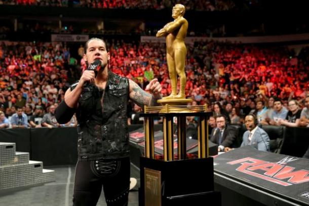 Baron Corbin on RAW after winning the Andre The Giant Memorial award at WrestleMania 32 / WWE.com