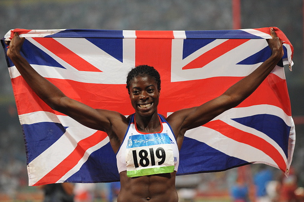 Christine Ohuruogu poses with the British flag after winning gold in the 400 metres at the Beijing Olympics (Getty/Corbis Sport/Liewig Christian)