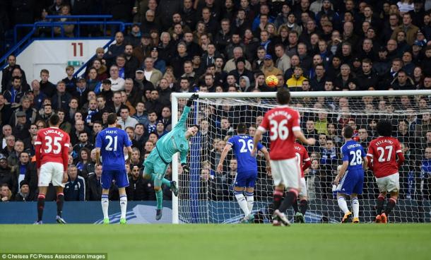 Courtois made a crucial save to help Chelsea claim a point last weekend. | Image credit - Chelsea FC - PA Images