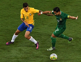 Coutinho in action against Bolivia