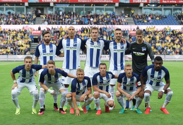 The Hertha team before the game. | Photo: Hertha BSC