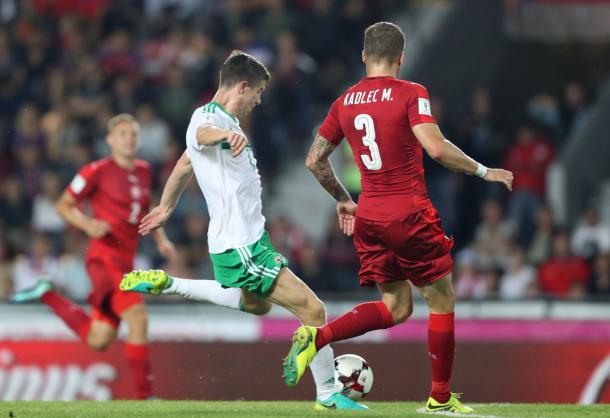 McNair had Northern Ireland's best chance of the game | Photo: Getty