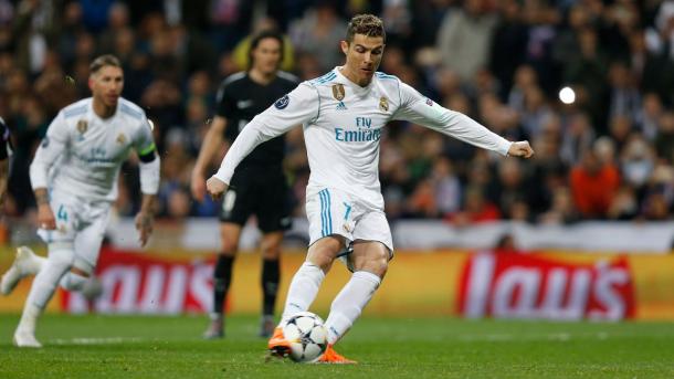 Cristiano Ronaldo lanzando el penalti que supondría el 1-1 | Foto: Real Madrid