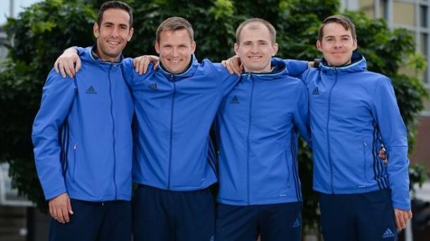 Anastasios Papapetrou, Jens Maae, Aleksei Vorontcov & Mika Lamppu (Cuarteto arbitral) | Foto: www.uefa.com