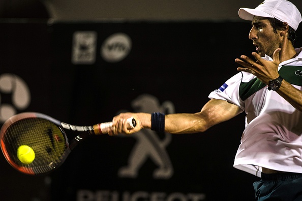 Cuevas drills a forehand during his victory. Photo: Yasuyoshi Chiba/Getty Images/AFP