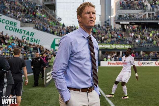 Union manager Jim Curtin (left) was very pleased with homegrown midfielder, Derrick Jones' debut performance.