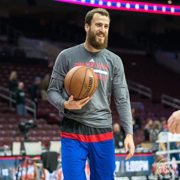 Sergio Rodríguez durante el entrenamiento | Foto: Philadelphia 76ers