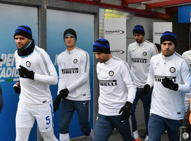 Giocatori Inter pronti a scendere in campo | Twitter: @Inter