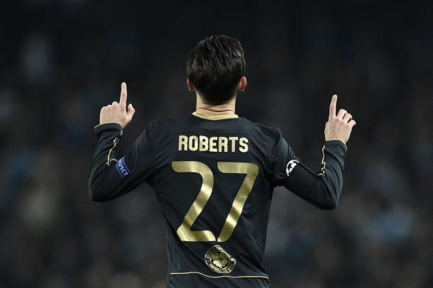 Así celebraba Roberts su gol ante el Manchester City | Foto: UEFA