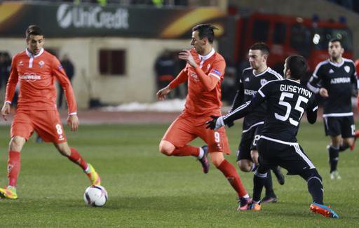 Vecino recibe el pase de Kalinić antes de disparar y anotar el 0-1 | Foto: FK Qarabağ