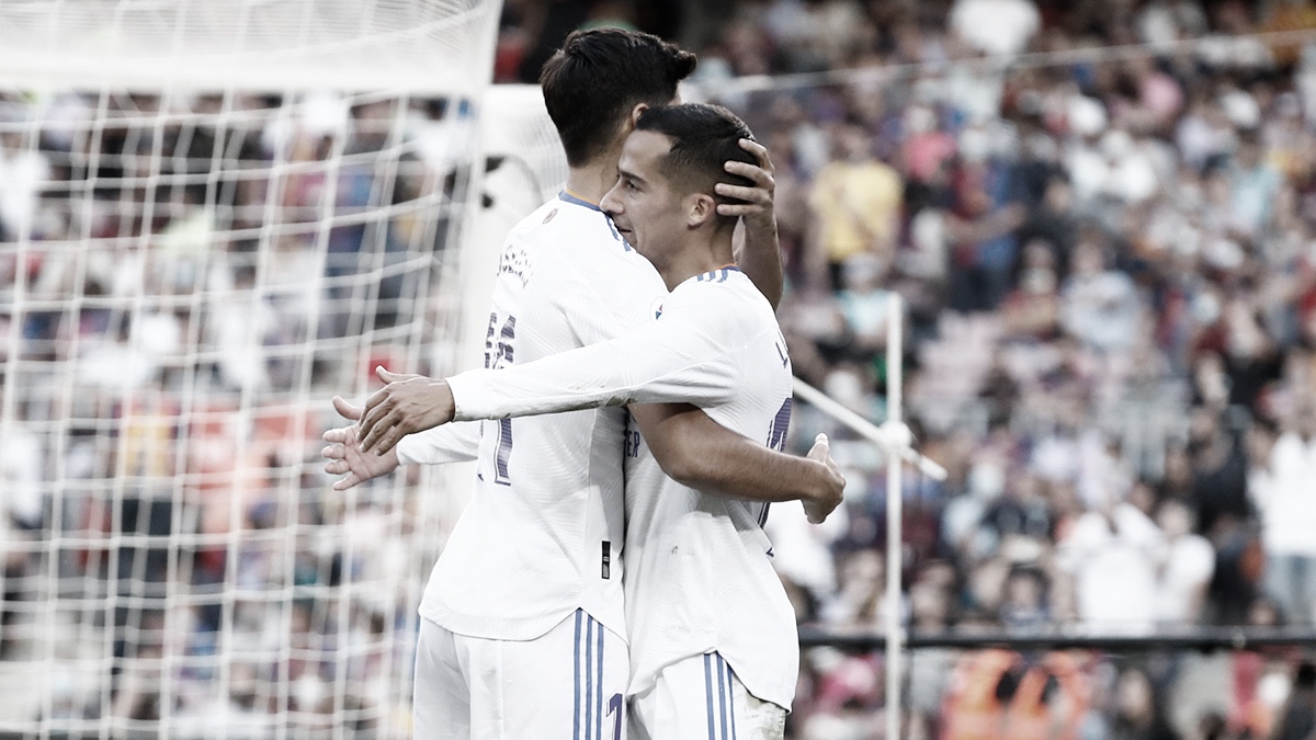 Asensio y Lucas celebran juntos un gol en el Camp Nou. Foto: @realmadrid