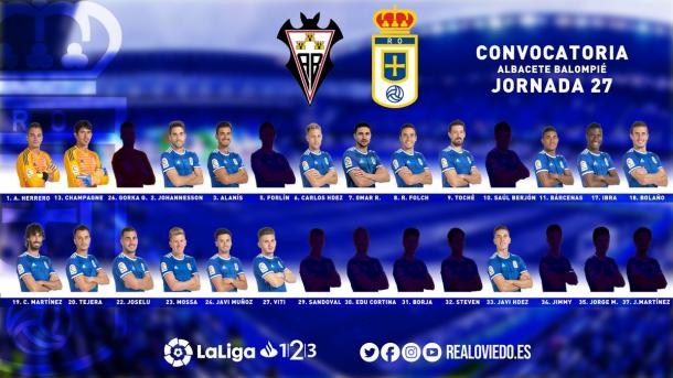 Convocatoria para el partido | Imagen: Real Oviedo