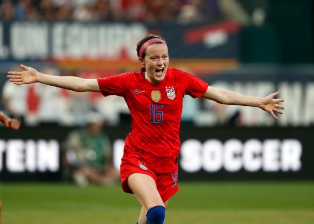 Rose Lavelle scored the pick of the goals with a great finish | Source: Jeff Roberson-AP