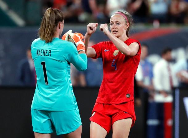 The US backline was barely troubled tonight | Source: Jeff Roberson-AP