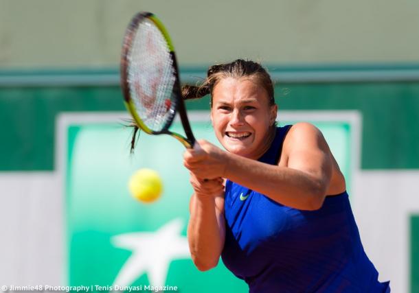 Aryna Sabalenka in action during her qualifying match at Roland Garros | Photo: Jimmie48 Tennis Photography