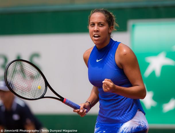 Madison Keys celebrates her win over Ashleigh Barty | Photo: Jimmie48 Tennis Photography