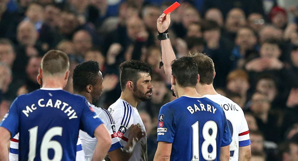 Costa was far from pleased when he was sent off. | Image source: Waterford News