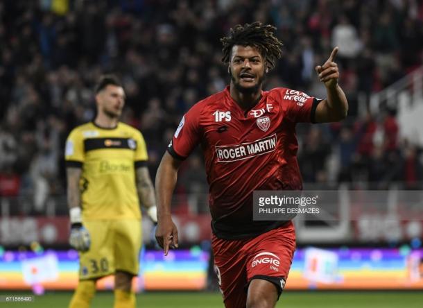 Diony celebrates scoring for Dijon. Source - Getty Images/Philippe Desmazes.