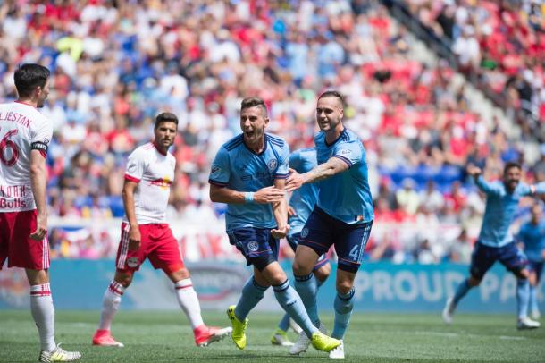 Ben Sweat had a sterling game in the New York derby | Source: Adam Hunger-USA TODAY Sports