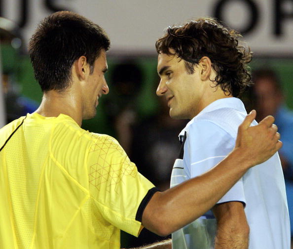 In only their third meeting, Federer defeats Djokovic in the 2007 Australian Open round-of-16. Credit: Dean Treml/Getty Images