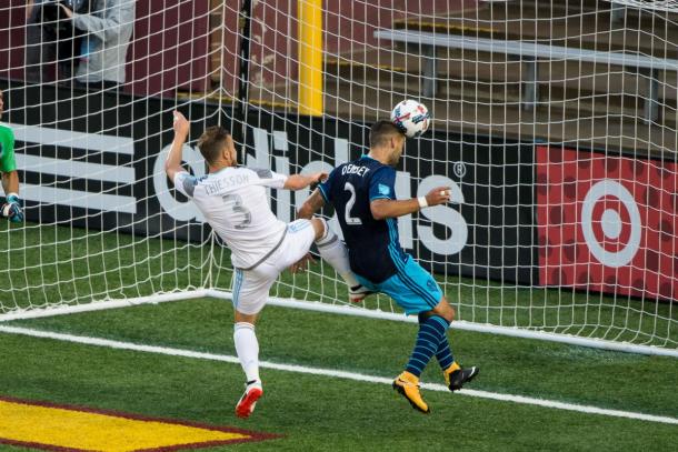 Clint Dempsey pictured the first of his two goals tonight | Source: Brad Rempel-USA TODAY Sports