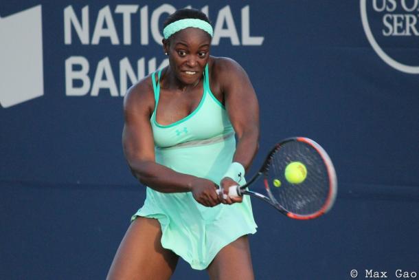 Sloane Stephens in action during her first round match | Photo: Max Gao / VAVEL USA Tennis