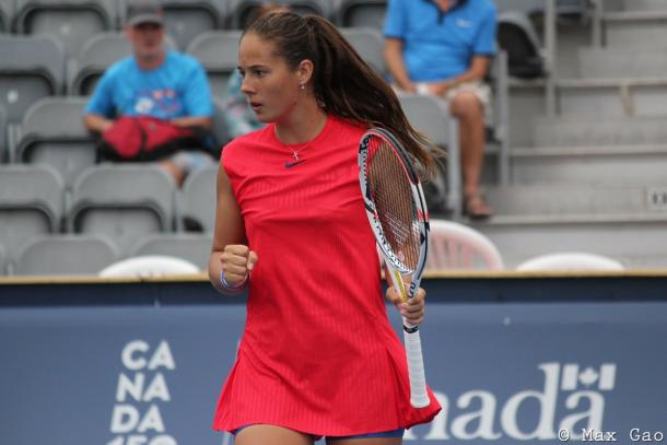 Daria Kasatkina celebrates winning a point | Photo: Max Gao / VAVEL USA Tennis