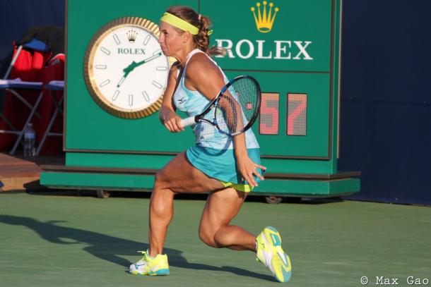 Yulia Putintseva in action during the match | Photo: Max Gao / VAVEL USA Tennis