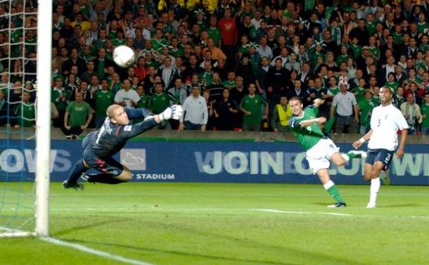 One of the most famous moments in Northern Ireland's football history. | Image source: Belfast Telegraph