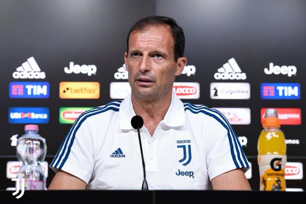 Allegri in conferenza stampa. Foto: Juventus Twitter