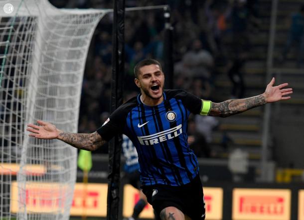 La felice esultanza di Mauro Icardi | Twitter @Inter