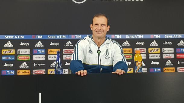 Allegri in conferenza stampa. Foto: Twitter JuventusFC