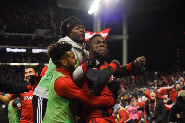 Jozy Altidore celebrates his game-winning goal | Source: torontofc.ca