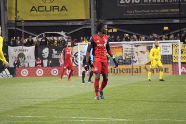 Tosaint Ricketts was anonymous for most of the game | Source: torontofc.ca