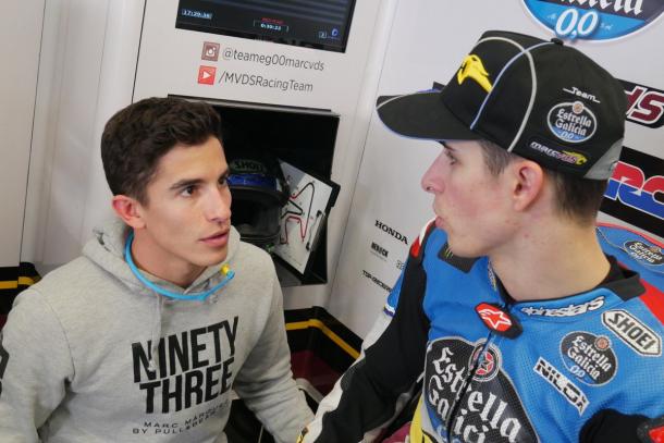 Marc y Alex Márquez durante los test de pretemporada de MotoGP en Jerez (Team EG0'0 MarcVDS)