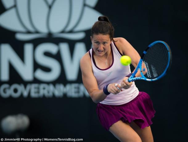 Lara Arruabarrena in action during the match | Photo: Jimmie48 Tennis Photography