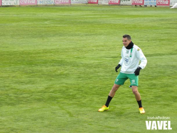 Abel Moreno durante un entrenamiento con el primer equipo | Foto: Jose Luis Pedraza (VAVEL.com)