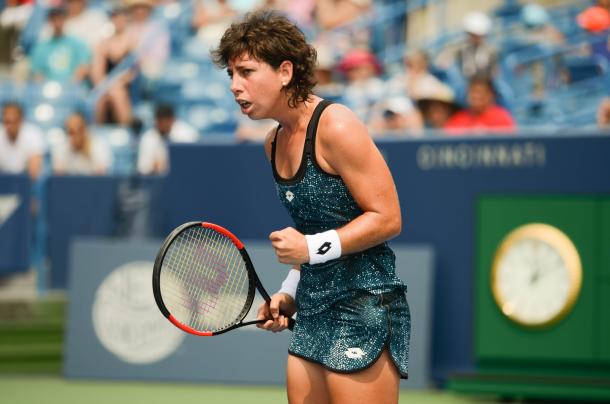 Carla Suarez Navarro fought valiantly, but ultimately fell in a tight three-set battle in her first round match (Image: Noel Alberto)