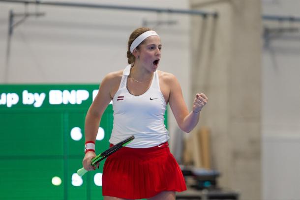 Jelena Ostapenko has been a constant participant of the Fed Cup, having made her debut back in 2013 | Photo: Paul Zimmer / Fed Cup