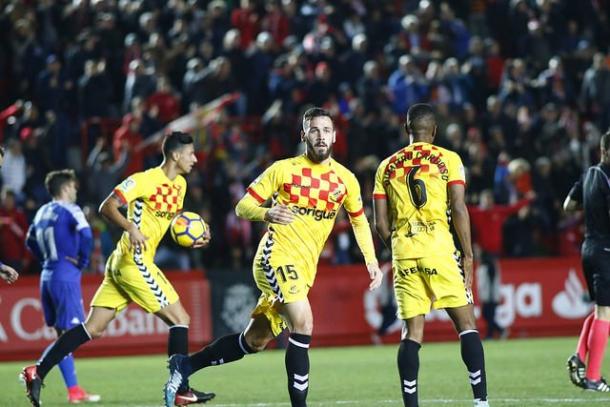 Álvaro Vázquez celebrando el gol de la igualada | Foto: Gimnàstic de Tarragona