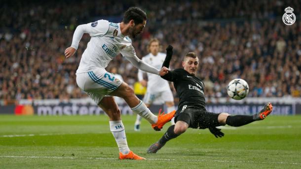 Isco y Verratti durante el partido de Champions League | FOTO: Real Madrid