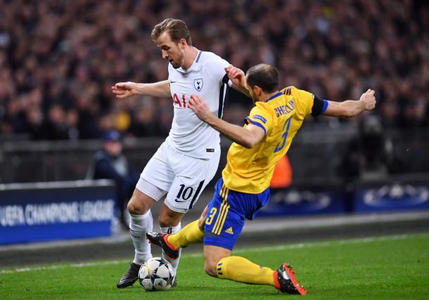 Harry Kane en la eliminatoria de Champions frente a la Juventus | Foto: Tottenham