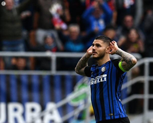 Mauro Icardi festejando un gol. Foto: Inter.it