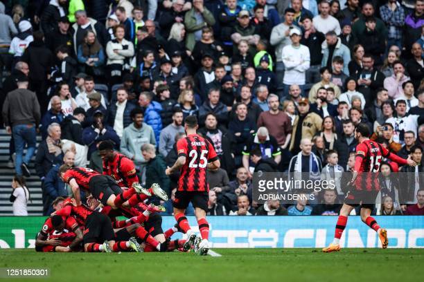 Incredible scenes as Bournemouth beat Spurs with a last minute winner in North London(Photo by ADRIAN DENNIS/AFP via Getty Images)