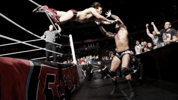 Daniel Bryan performing his signature suicide dive (image:4cronline.com)