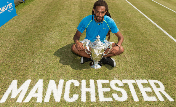 Brown poses with the title after winning a challenger event in Manchester (Getty/Daniel Smith)
